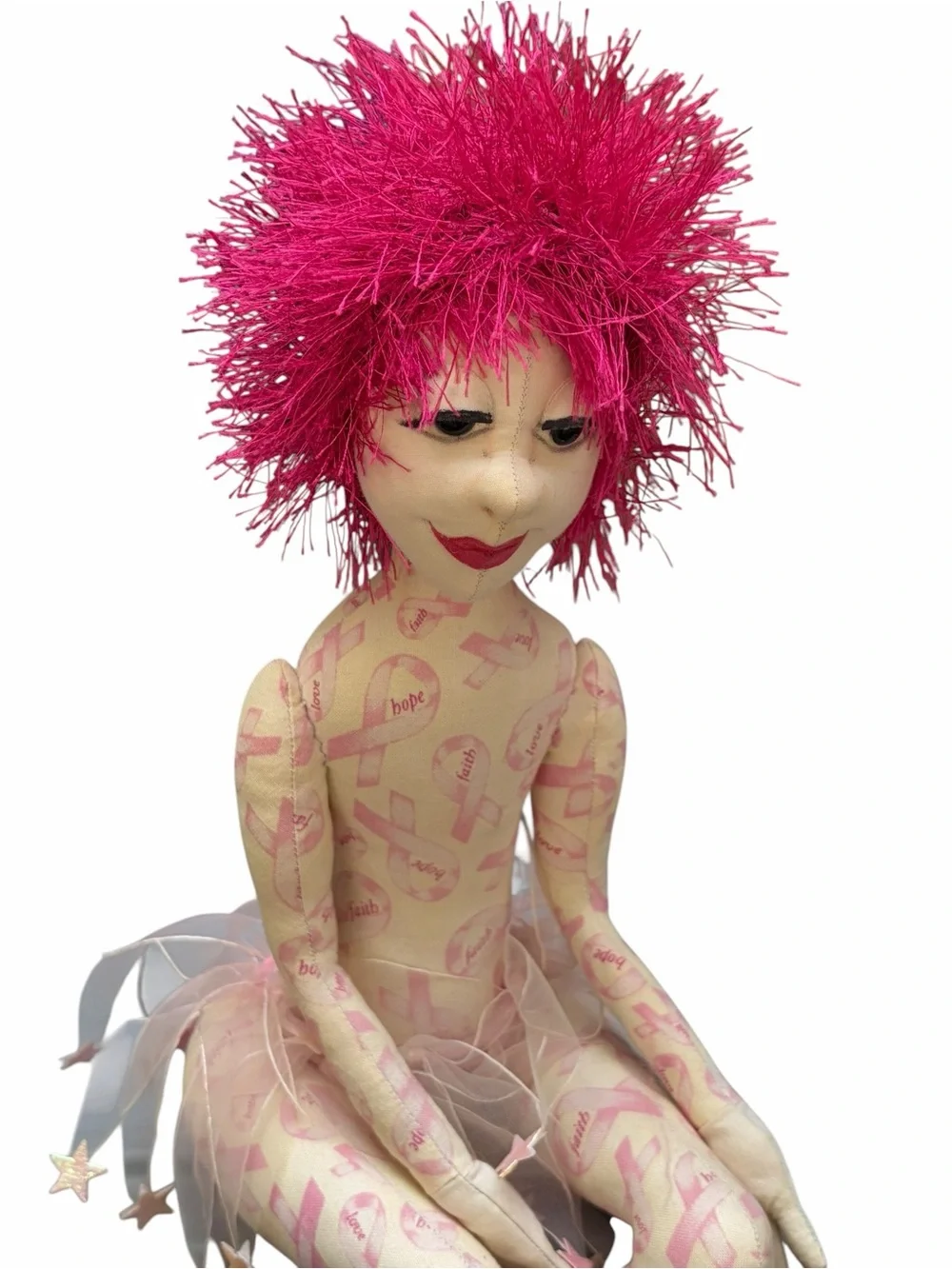 Pink-Haired Plush Doll Kids Toy - Soft Fabric Fairy Doll